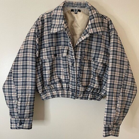 New!Labijou| Jacket| Puffer| Plaid print| Medium| Elastic waistband - Picture 15 of 16